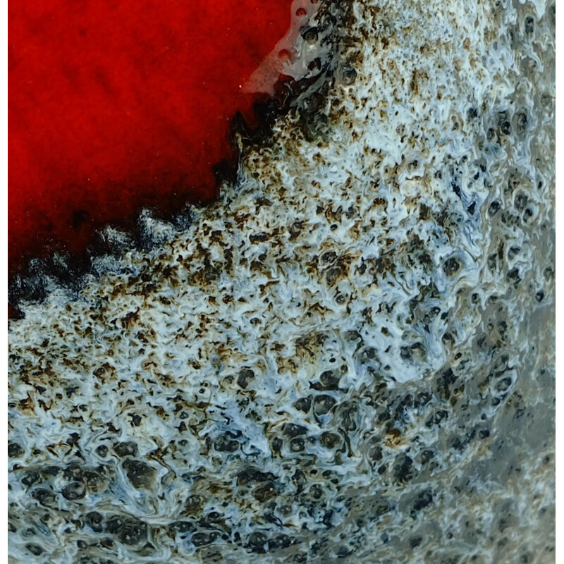 Scheurich "284-47"  blue and black ceramic vase with red glaze - 1960s