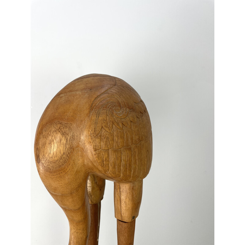 Vintage sculpture Heron in teak