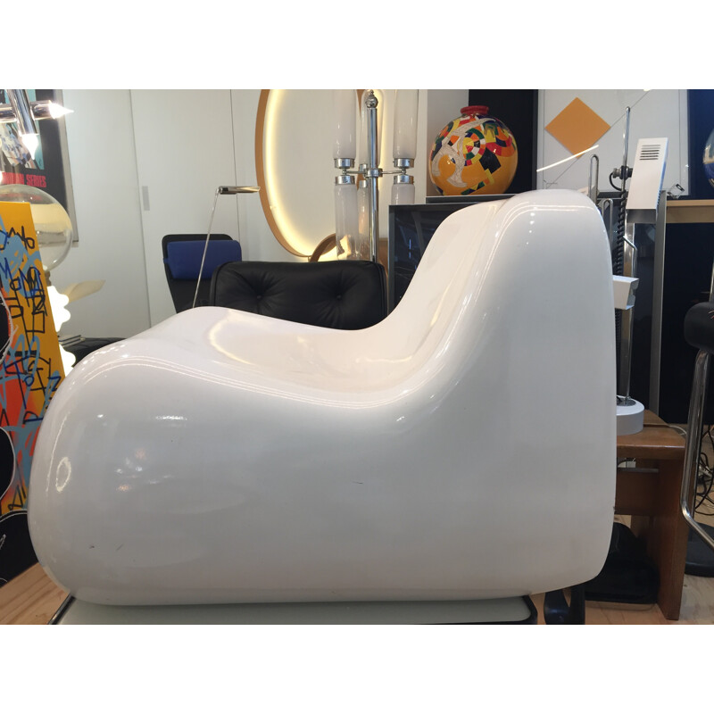 Saporiti "Jumbo" white lounge chair, Alberto ROSSELLI - 1960s