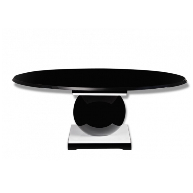 Black lacquered wood and resine table, Jacques-Henri LARTIGUE - 1980s  ESTAMPILLE DIMENSION