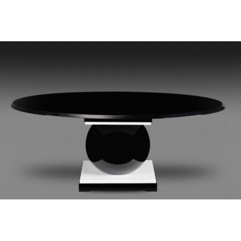 Black lacquered wood and resine table, Jacques-Henri LARTIGUE - 1980s  ESTAMPILLE DIMENSION