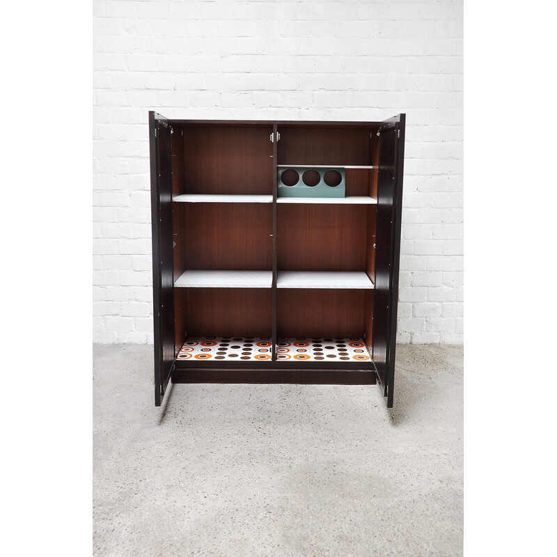 Belgian Brutalist vintage bar cabinet in dark oakwood, 1970s