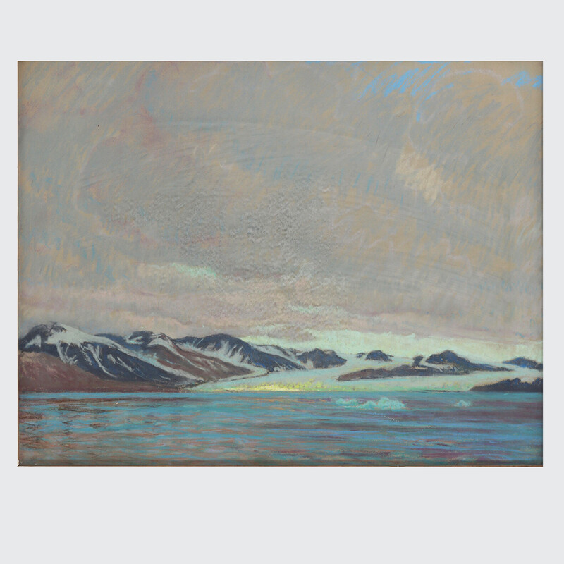 Olieverf op papier "Alpenkust, Noorwegen" door William Samuel Horton