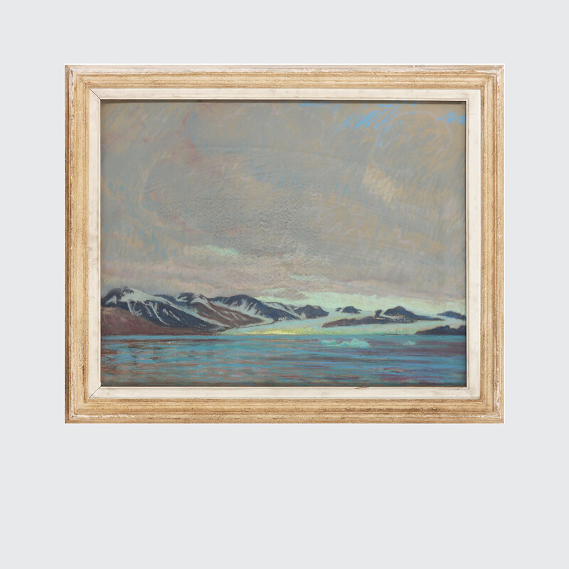 Vintage oil on paper "Alpine coastline, Norway" by William Samuel Horton