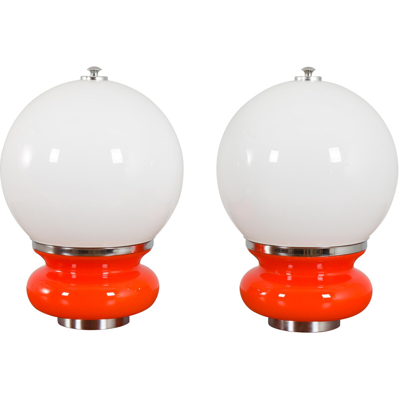 Pair of vintage Murano glass table lamps by Carlo Nason for Av Mazzega, Italy 1970s