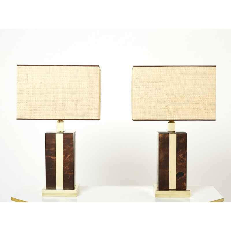 Paire de lampes Italienne vintage par Aldo Tura, 1970