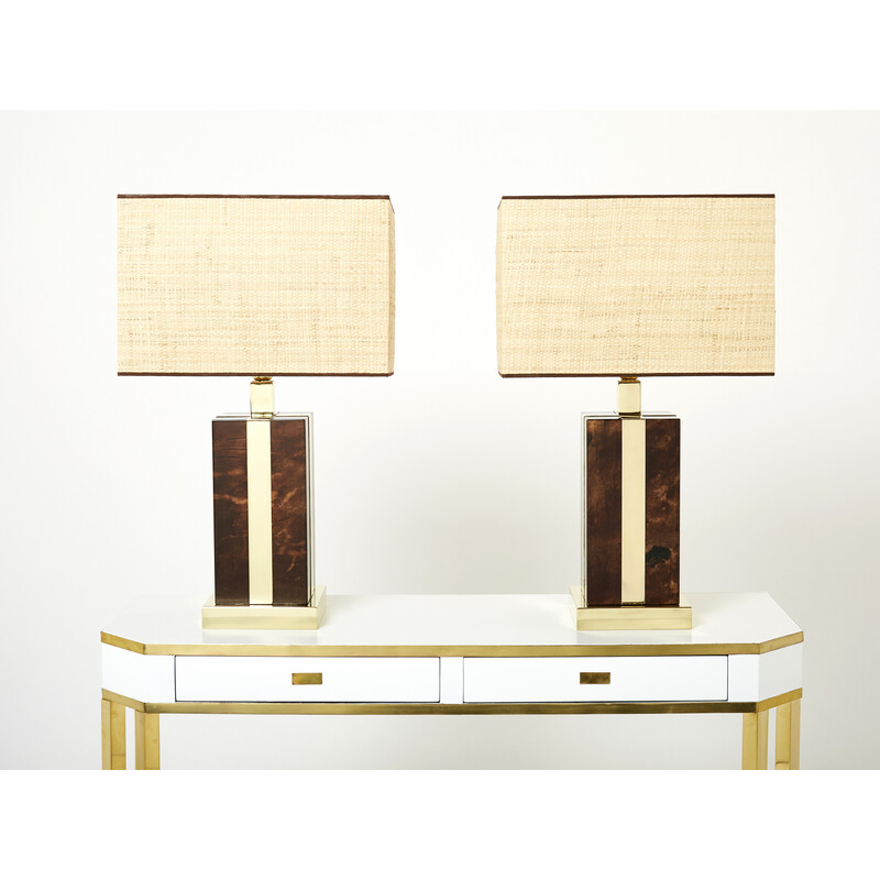 Pair of vintage Italian lamps by Aldo Tura, 1970