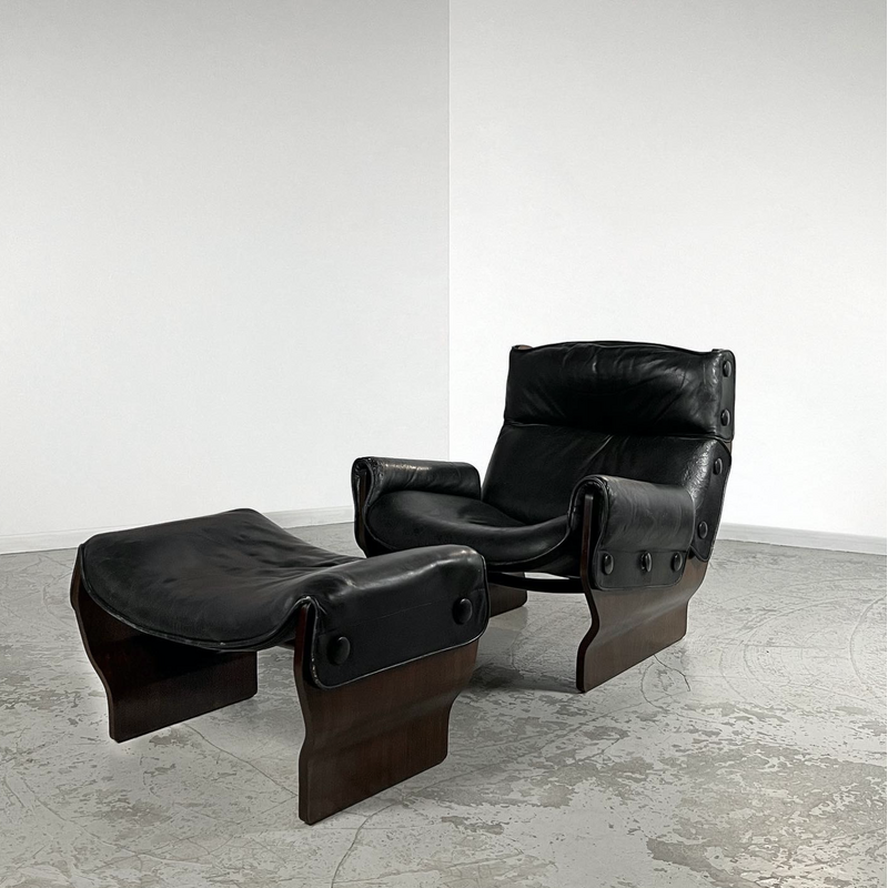 Vintage armchair and ottoman by Osvaldo Borsani for Tecno, 1965