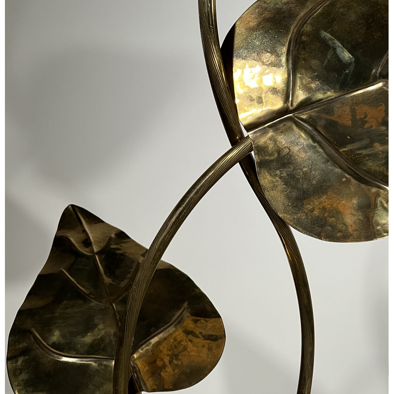 Lámpara de pie vintage "Foglia" con 3 hojas de Carlo Giorgi para Atelier Bottega Gadda, Italia 1970