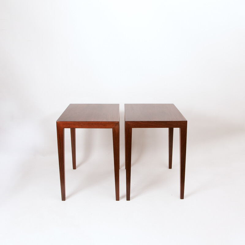 Paire de tables de chevet vintage en palissandre par Severin Hansen pour Haslev Møbelfabrik, Danemark 1960