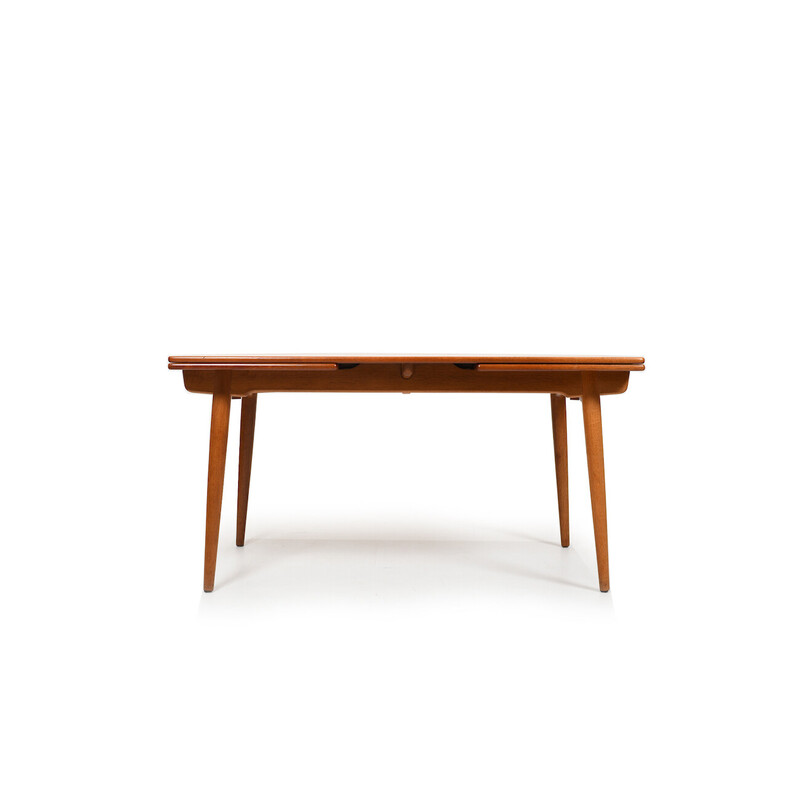 Vintage At-312 teak and oakwood dining table by Hans J. Wegner for Andrea’s Tuck, Denmark 1950-1960s
