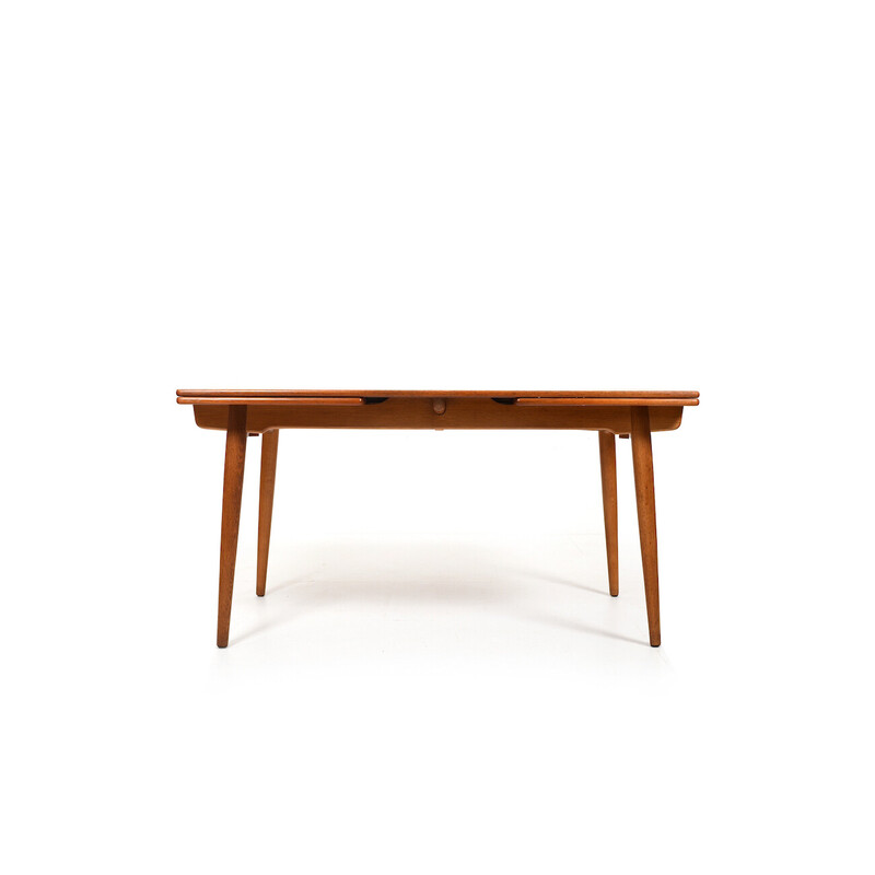 Vintage At-312 teak and oakwood dining table by Hans J. Wegner for Andrea’s Tuck, Denmark 1950-1960s