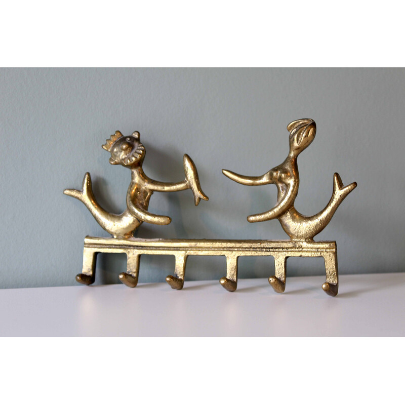 Vintage bronzen wand sleutelhanger van Walter Bosse