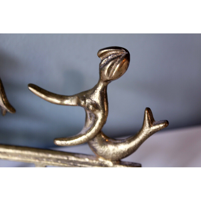 Vintage bronzen wand sleutelhanger van Walter Bosse