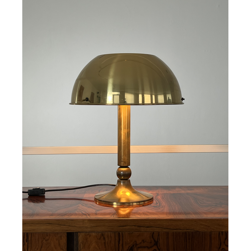 Lámpara vintage de latón en forma de seta de Florian Schulz, 1970