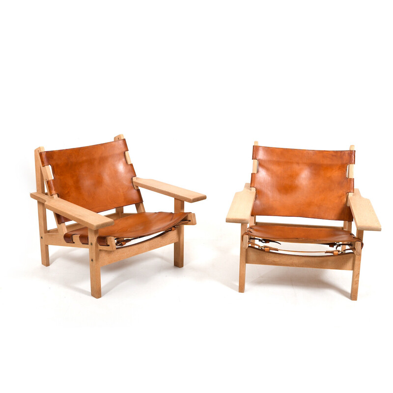 Pair of vintage hunting armchairs model 168 by Kurt Østervig for Kp Møbler, Denmark 1960s