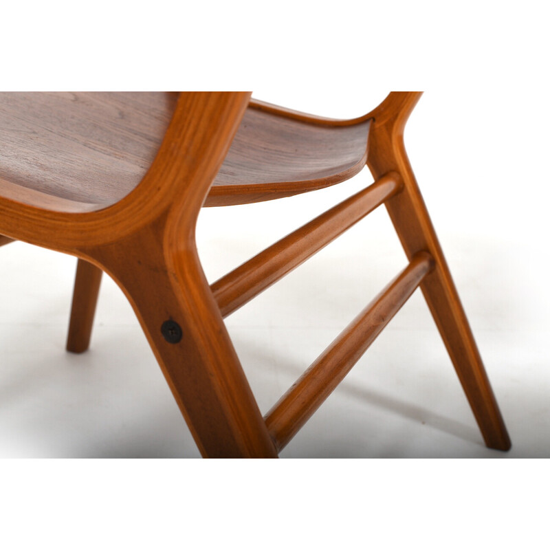 Pair of vintage Ax-chairs in teak by Orla Mølgaard and Peter Hvidt for Fritz Hansen, 1950s