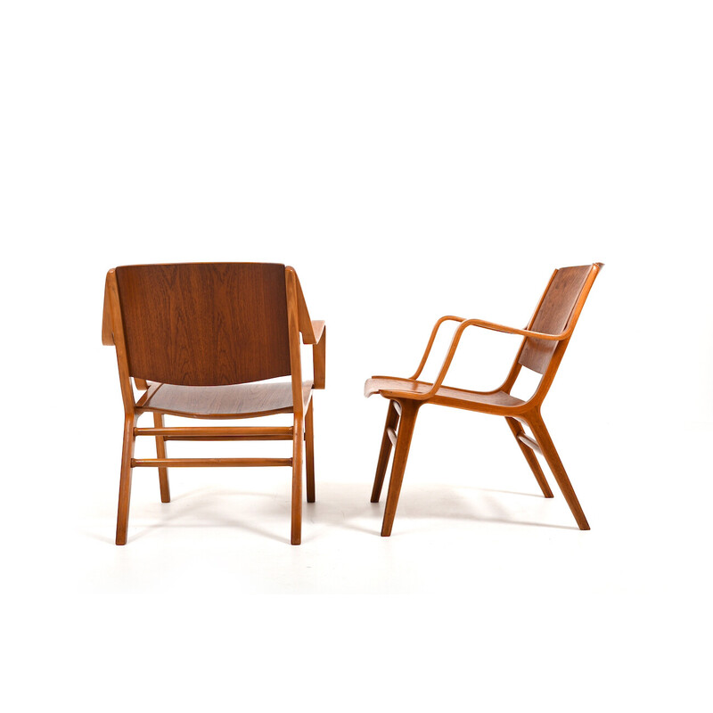 Paar vintage teakhouten Ax stoelen van Orla Mølgaard en Peter Hvidt voor Fritz Hansen, 1950