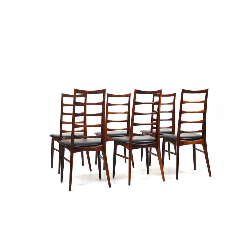 Set of 6 Danish vintage Lis chairs by Niels Kofoed for Kofoeds Hornslet, 1961