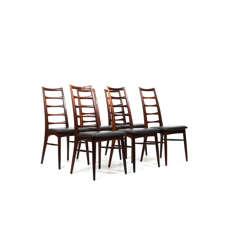 Set of 6 Danish vintage Lis chairs by Niels Kofoed for Kofoeds Hornslet, 1961