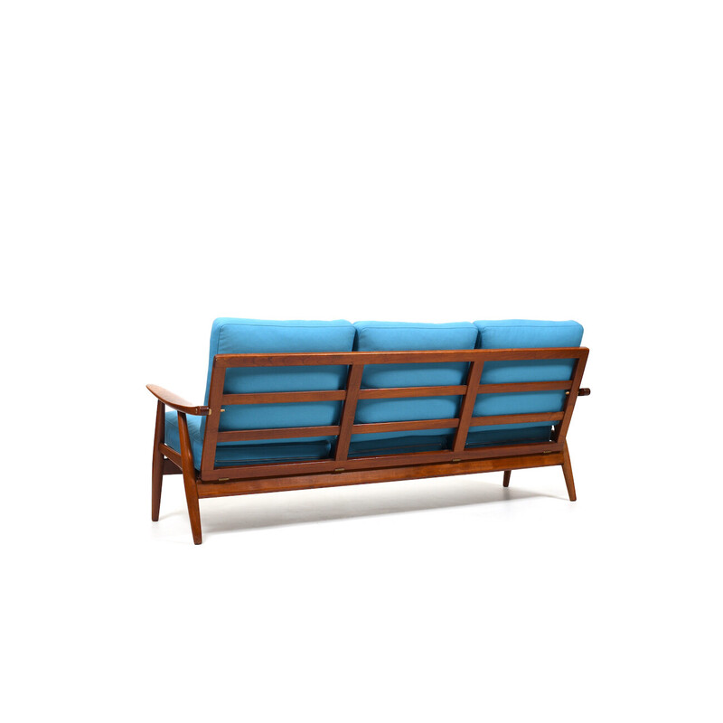 Vintage Ge-270 sofa in teak with cushions by Hans Wegner for Getama, Denmark 1950s