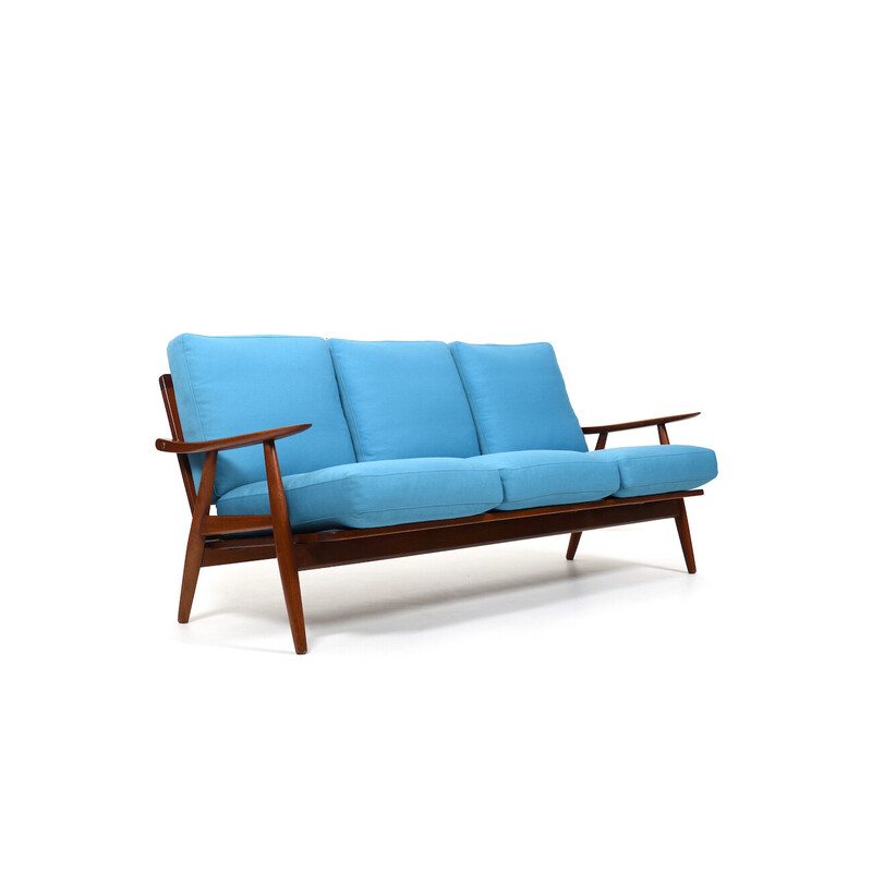 Vintage Ge-270 Teakholzsofa mit Kissen von Hans Wegner für Getama, Dänemark 1950