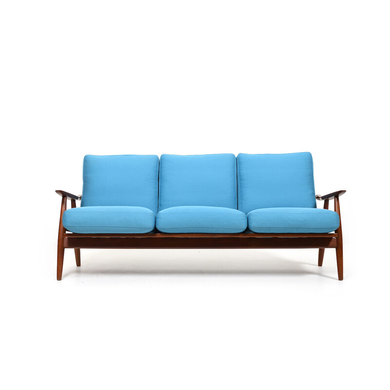 Vintage Ge-270 sofa in teak with cushions by Hans Wegner for Getama, Denmark 1950s