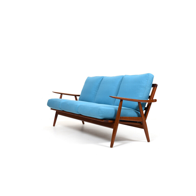 Ge-270 divano vintage in teak con cuscini di Hans Wegner per Getama, Danimarca 1950