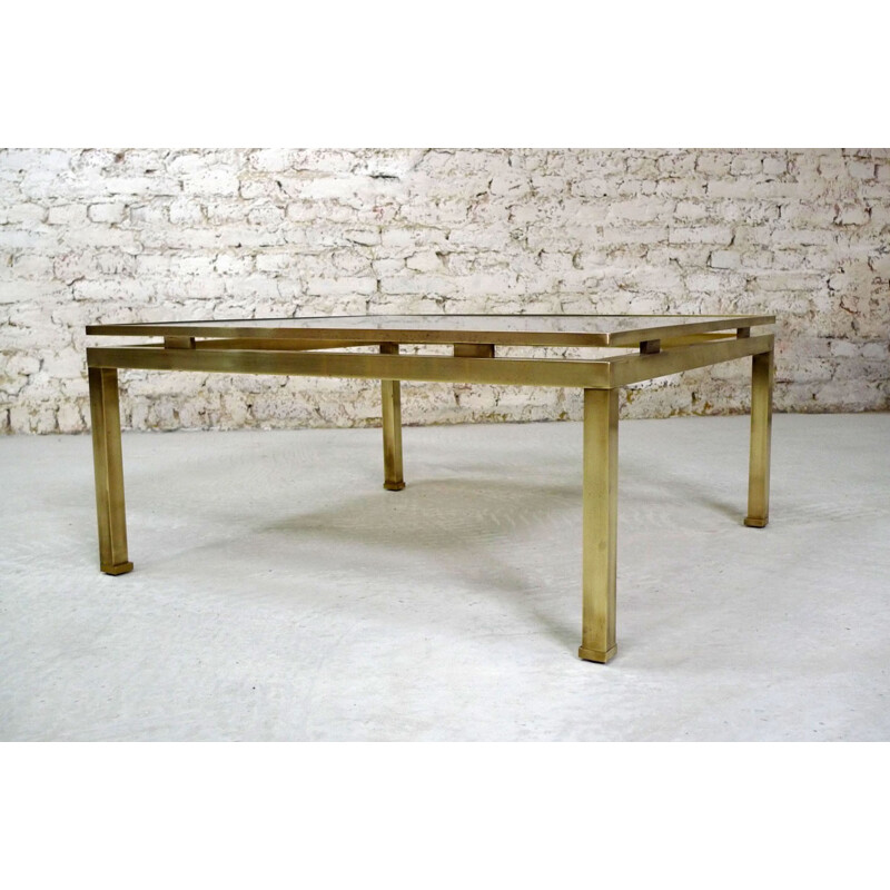 Jansen large squared coffee table in brass, Guy LEFEVRE - 1970s