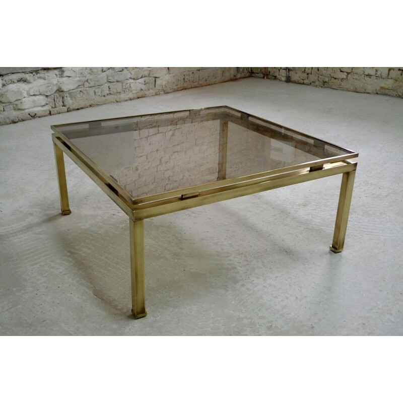 Jansen large squared coffee table in brass, Guy LEFEVRE - 1970s