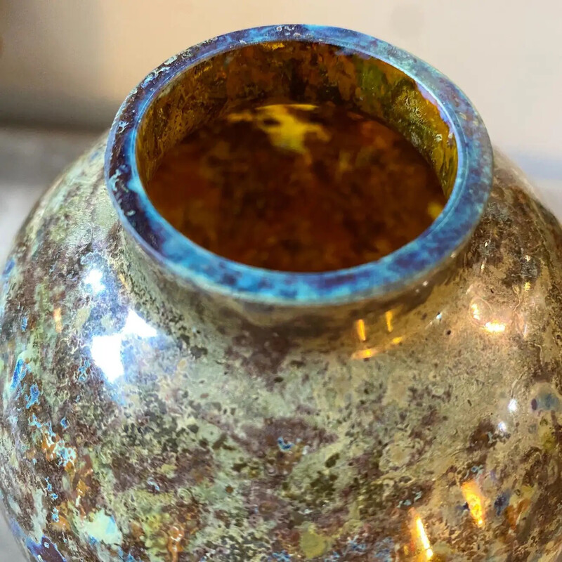 Vase vintage en verre de Murano par Carlo Moretti, Italie 1980