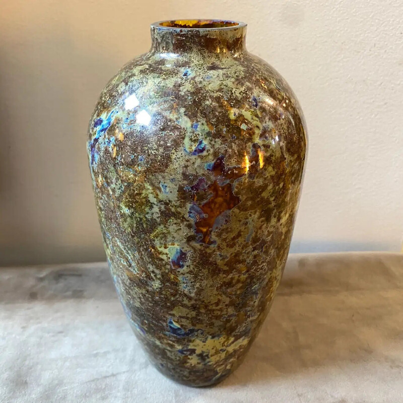 Vase vintage en verre de Murano par Carlo Moretti, Italie 1980