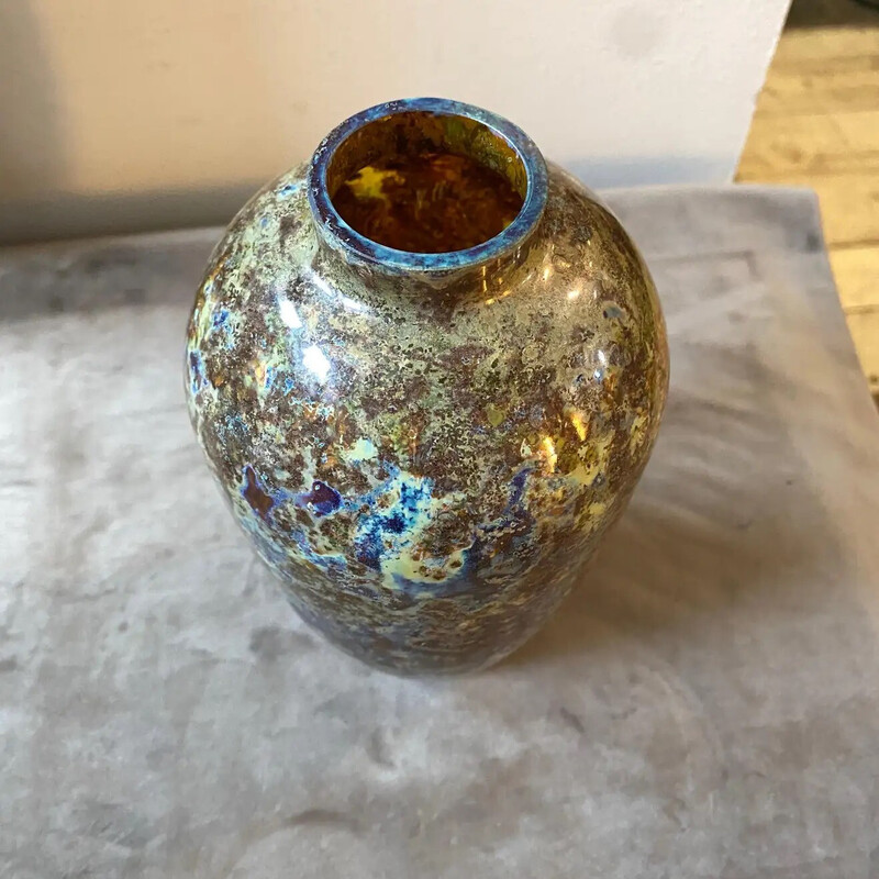 Vase vintage en verre de Murano par Carlo Moretti, Italie 1980