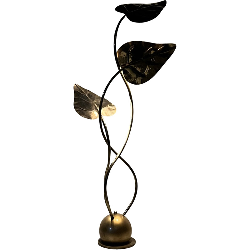 Vintage "Foglia" floor lamp with 3 leaves by Carlo Giorgi for Atelier Bottega Gadda, Italy 1970