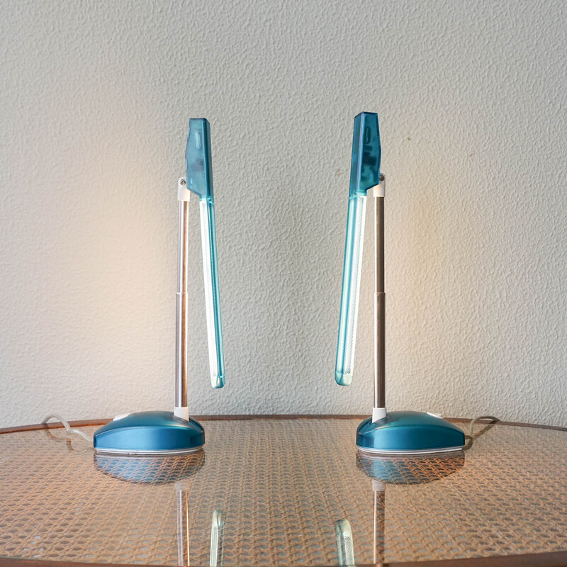 Pareja de lámparas de mesa Microlight italianas de época, de Ernesto Gismondi para Artemide, 1990