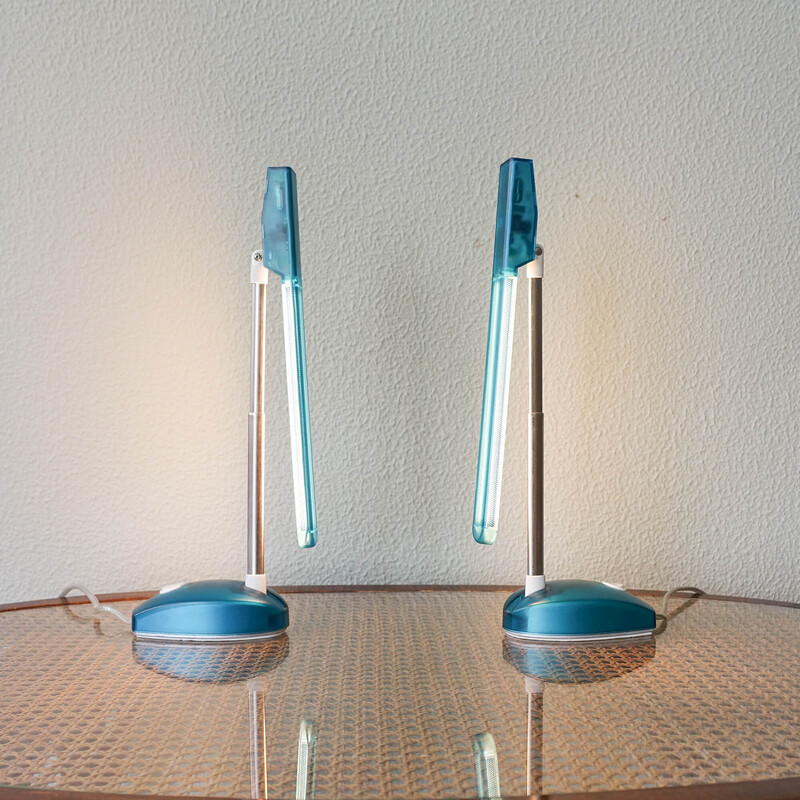 Par de candeeiros de mesa italianos antigos de mesa Microlight de Ernesto Gismondi para Artemide, 1990