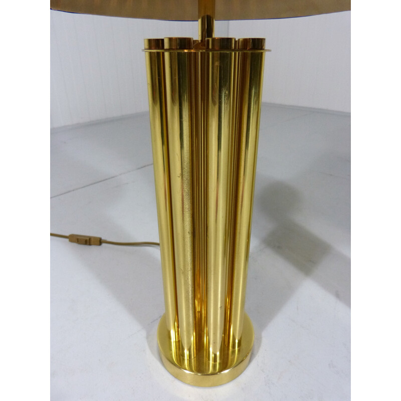 Set of 2 brass table lamps in brown and beige - 1960s