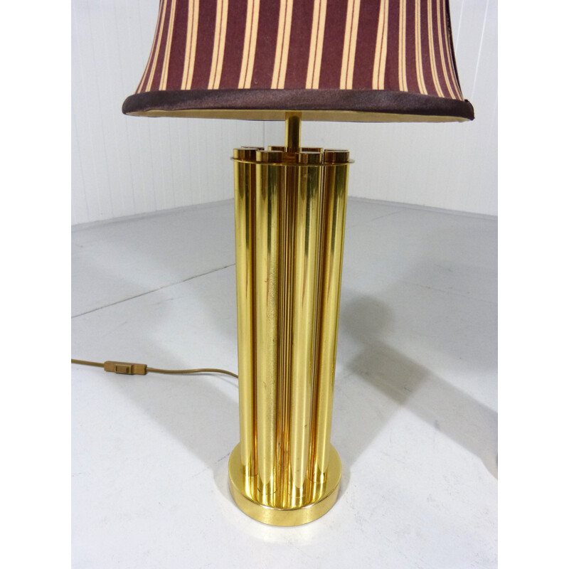 Set of 2 brass table lamps in brown and beige - 1960s