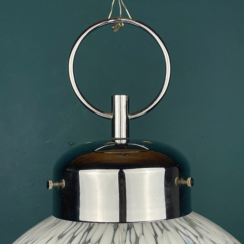 Witte Murano hanglamp uit het midden van de vorige eeuw, gemaakt door Carlo Nason voor Mazzega, Italië 1960
