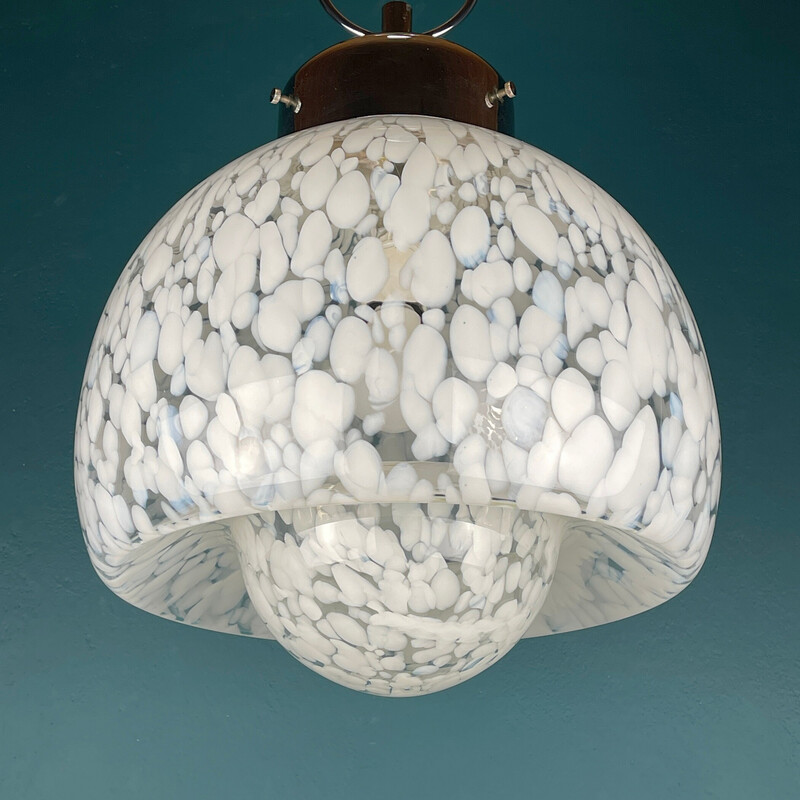 Hängeleuchte aus weißem Muranoglas aus der Jahrhundertmitte von Carlo Nason für Mazzega, Italien 1960er Jahre