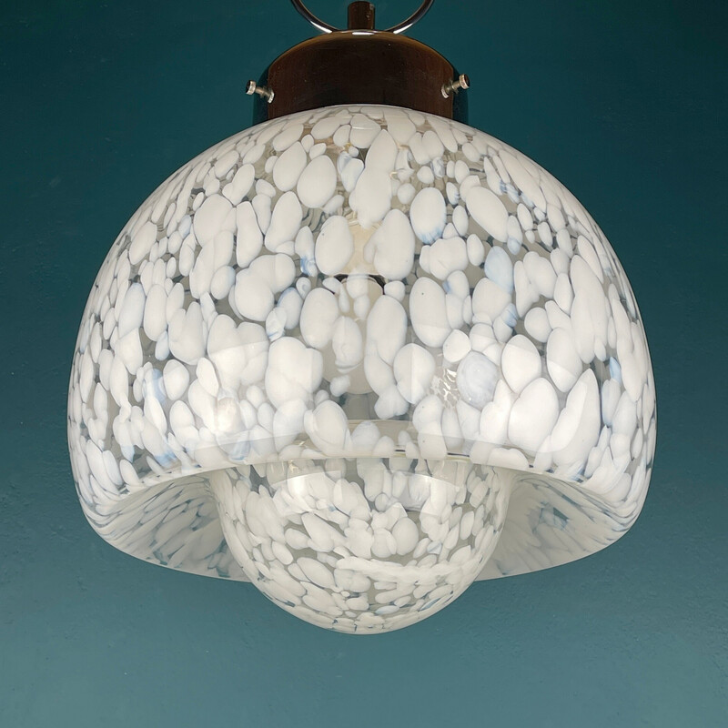 Mid-century white Murano glass pendant lamp by Carlo Nason for Mazzega, Italy 1960s