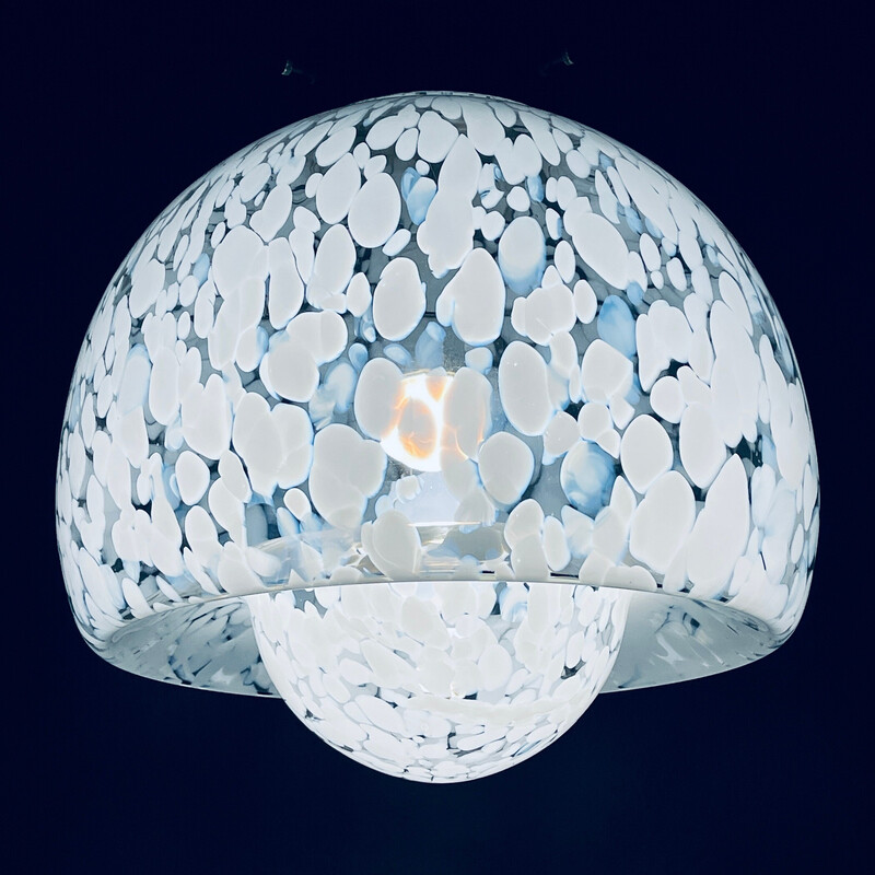 Mid-century white Murano glass pendant lamp by Carlo Nason for Mazzega, Italy 1960s