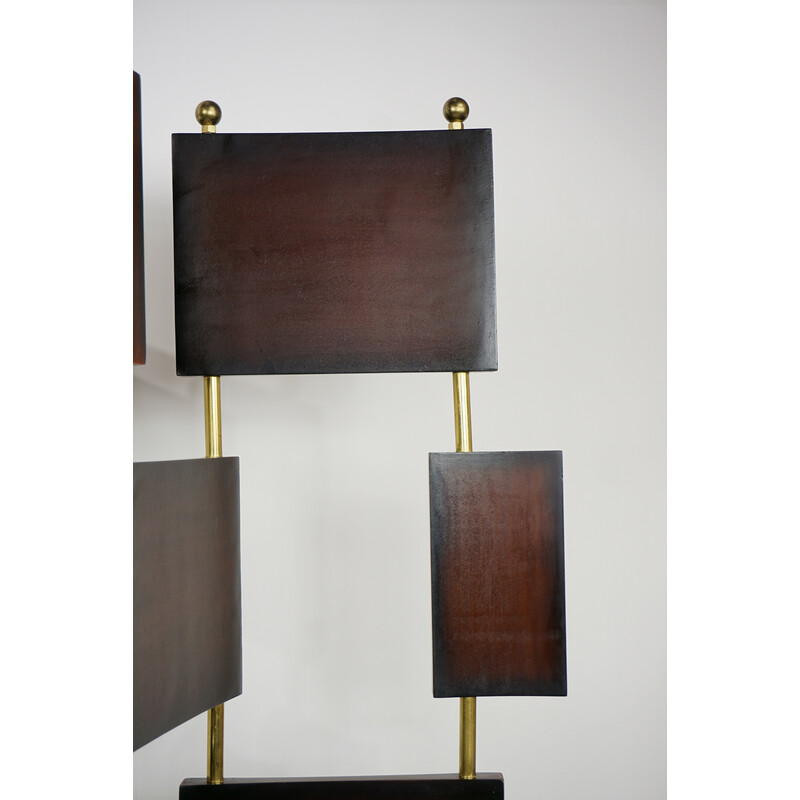Vintage screen in wood and brass