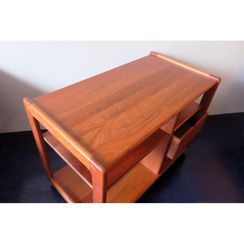 Danish vintage teak serving trolley with drawer and finger joints, 1960s