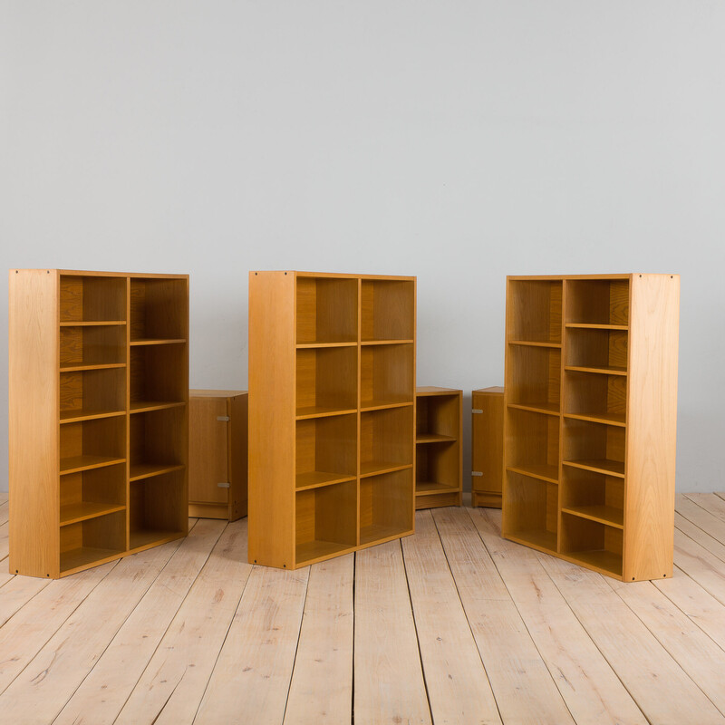 Mid century oakwood modular bookcase, Sweden 1970s