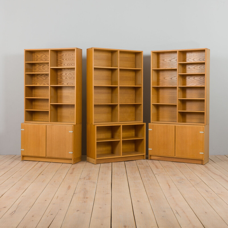 Mid century oakwood modular bookcase, Sweden 1970s