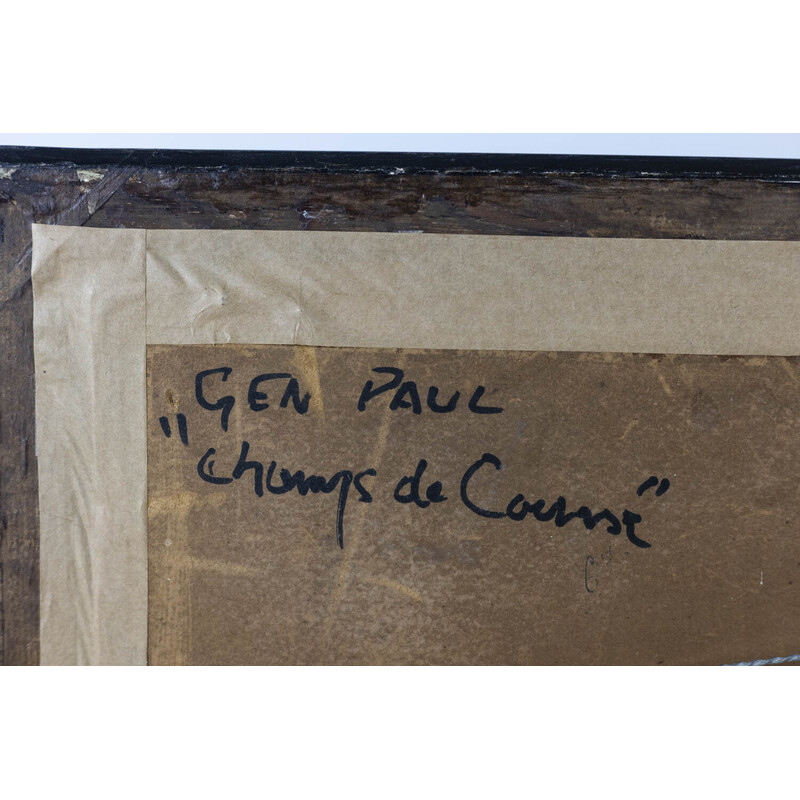 Gouache vintage "Champs de course" de Gen Paul, años 50