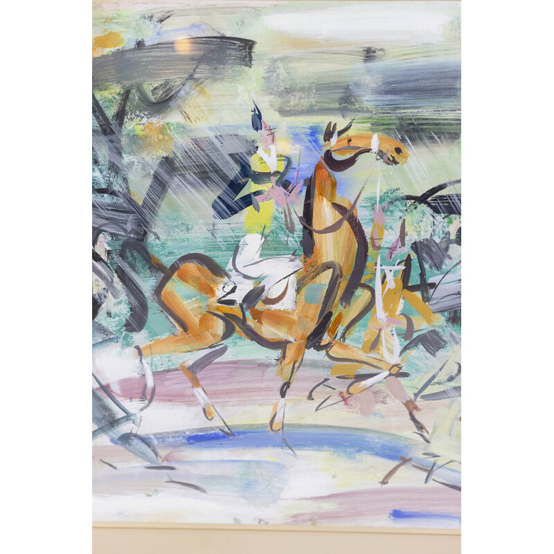 Vintage gouache "Champs de course" do General Paul, 1950s