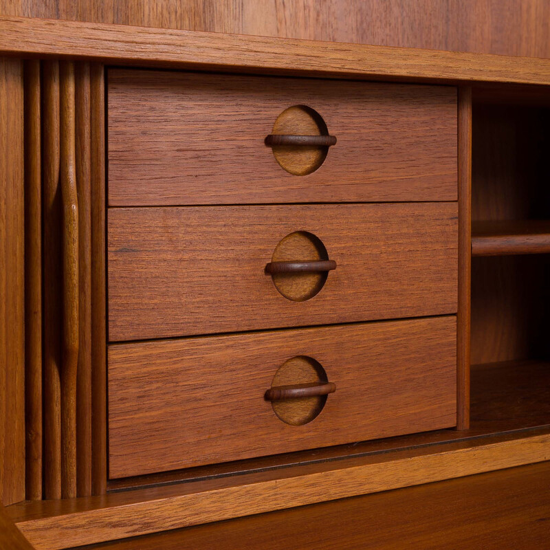 Danish mid century bookcase with secretaire by Johannes Sorth for Nexo, 1968