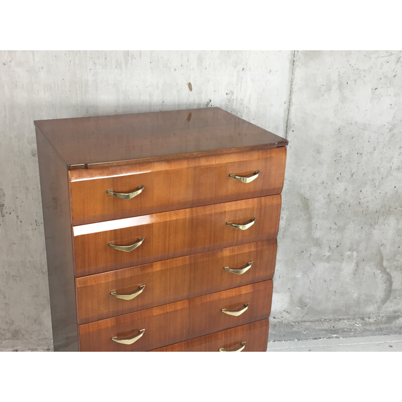 Mid century chest of drawers with brass handles - 1960s